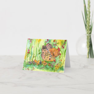 Cartão Chicken Bird Family Watercolor Blank Note Card