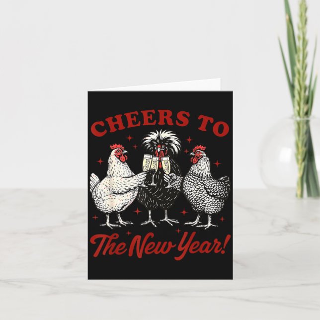 Cartão Chicken Cheers To The New Year  (Frente)