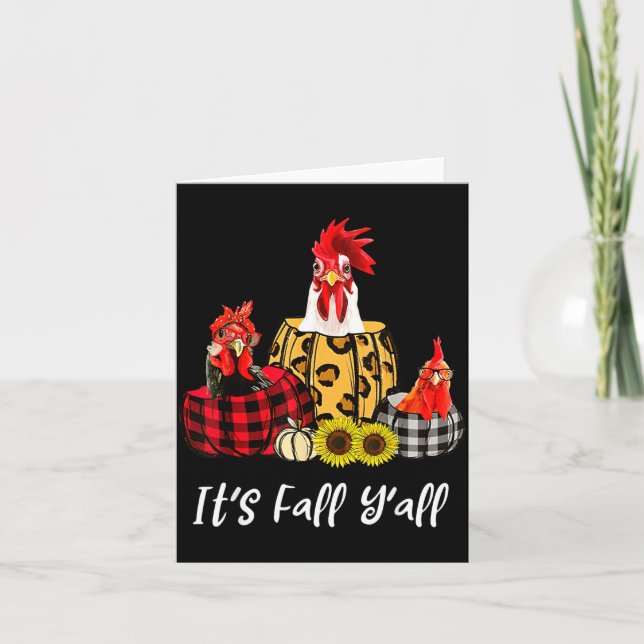Cartão Chicken It's Fall Y'all Leopard Pumpkin Autumn Tha (Frente)