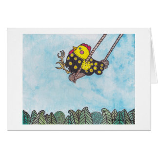 Cartão Chickie em um balanço uma imagem para criar