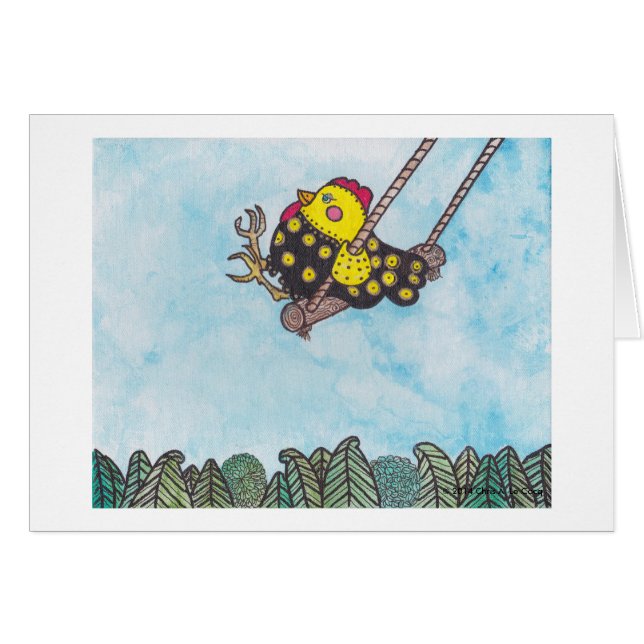 Cartão Chickie em um balanço uma imagem para criar (Frente Horizontal)