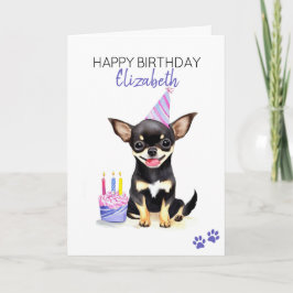 Cartão Chihuahua Dog Personalizado Feliz Aniversário