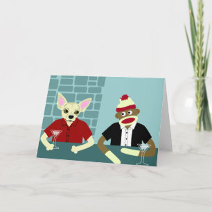 Cartão Chihuahua e macaco-meia