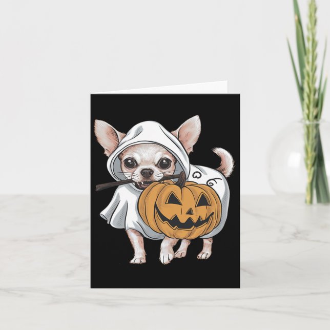 Cartão Chihuahua Ghost Halloween (Frente)