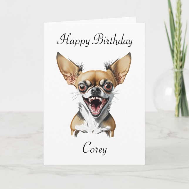 Cartão Chihuahua Personalizado Feliz Aniversário (Frente)