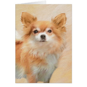 Cartão Chihuahua Pintura De Cachorro De Cabelo Longo