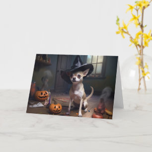 Cartão Chihuahua Pumpkins Halloween Scary