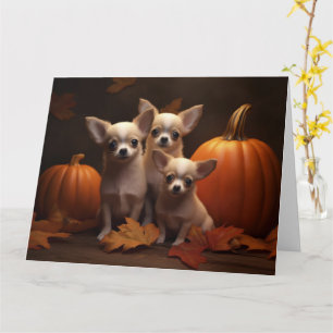 Cartão Chihuahua Puppy Autumn Delight Pumpkin