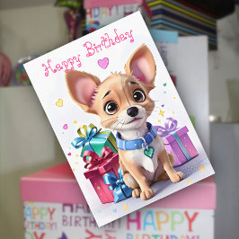 Cartão Chihuahua Puppy Gifts e Desejos Sentidos Aniversár