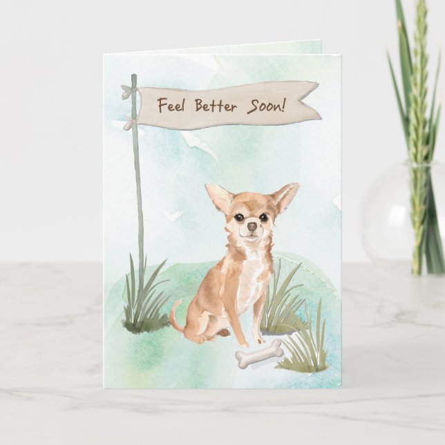 Cartão Chihuahua se sente melhor após cirurgia para cão (Frente)