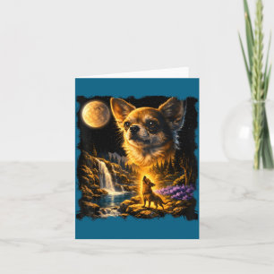 Cartão Chihuahua uivando para a lua vintage 90s chihuahu