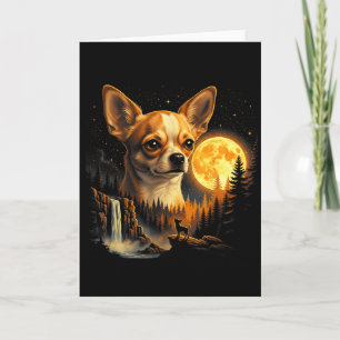 Cartão Chihuahua Uivando Para a Lua Vintage Chihua Engraç