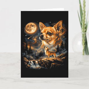 Cartão Chihuahua Uivando Para a Lua Vintage Engraçado Chi