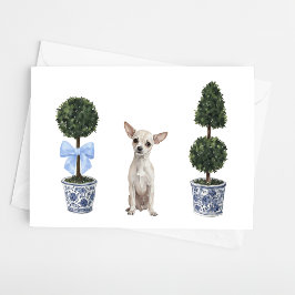 Cartão Chihuahua Watercolor Chinoiserie Puppy Cão