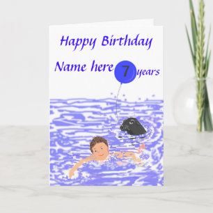 Cartão Child Swimmer birthday card add age name