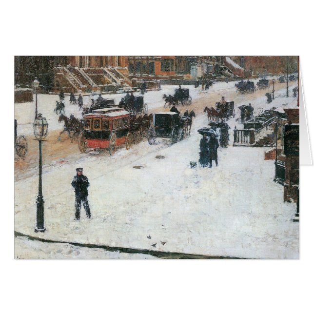 Cartão Childe Hassam - Quinta Avenida no inverno (Frente Horizontal)