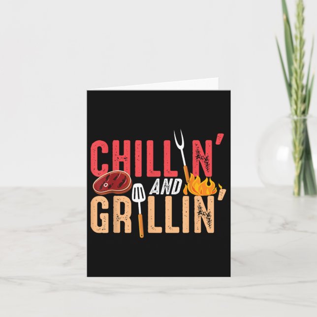 Cartão Chillin E Grillin Barbecue Party (Frente)