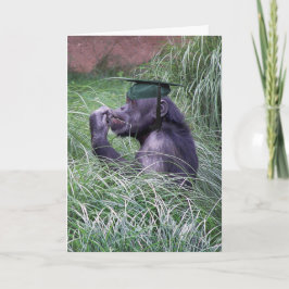 Cartão Chimpanzé com Boné de formatura Verde