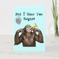 Chimpanzé engraçado sobre o aniversário do monte
