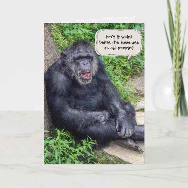 Cartão Chimpanzee Birthday Humor (Frente)