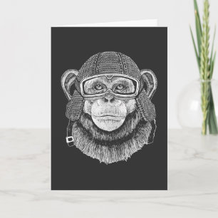 Cartão Chimpanzee Motorcycle Rider