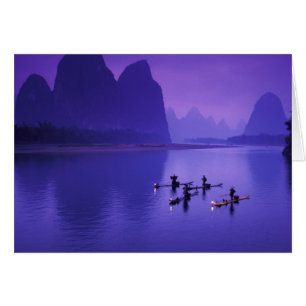 Cartão China, Rio Li. Pescadores de corormorões.