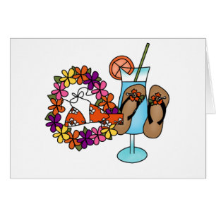 Cartão Chinelos tropicais três das meninas