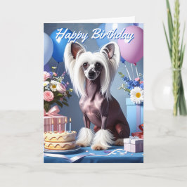 Cartão Chinese Crested Birthday