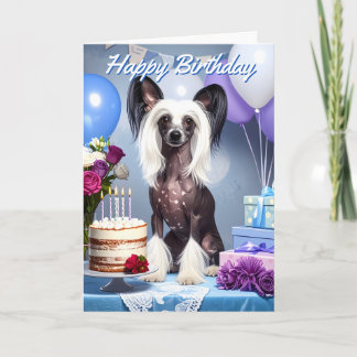 Cartão Chinese Crested Birthday