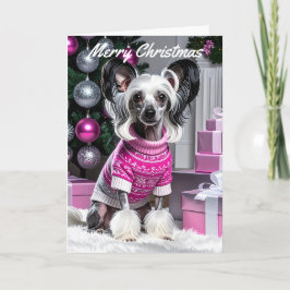 Cartão Chinese Crested Christmas