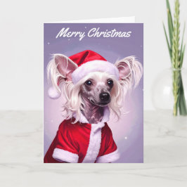 Cartão Chinese Crested Santa Christmas