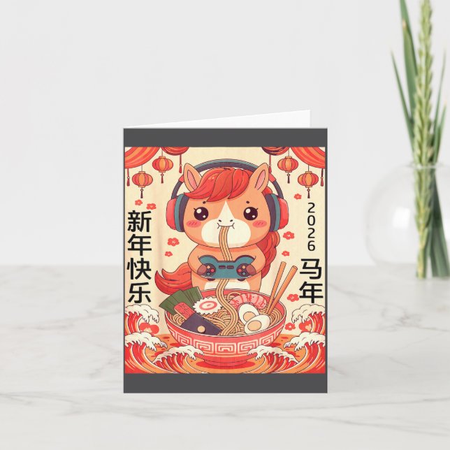 Cartão Chinese Lunar New Year Of The Horse 2026 Ramen Noo (Frente)