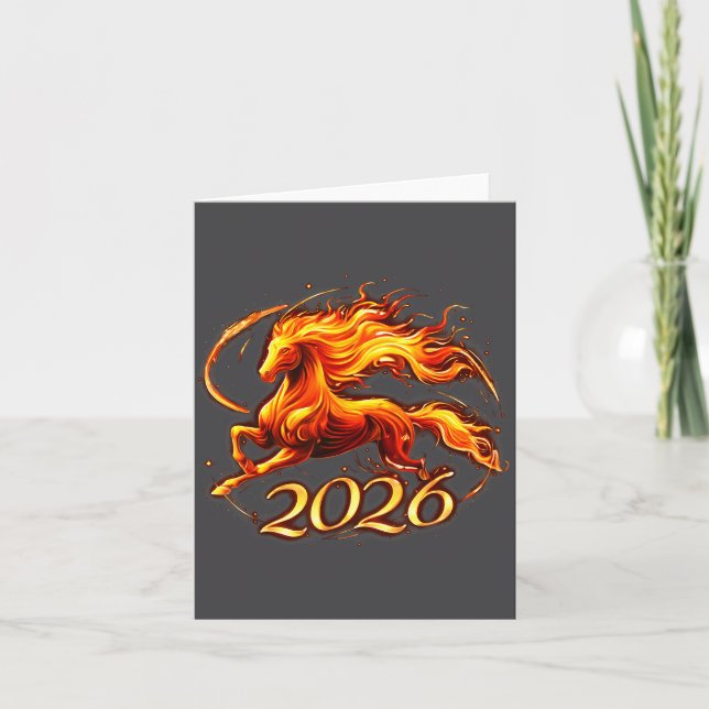 Cartão Chinese New Year 2026 Year Of The Horse Fire Horse (Frente)