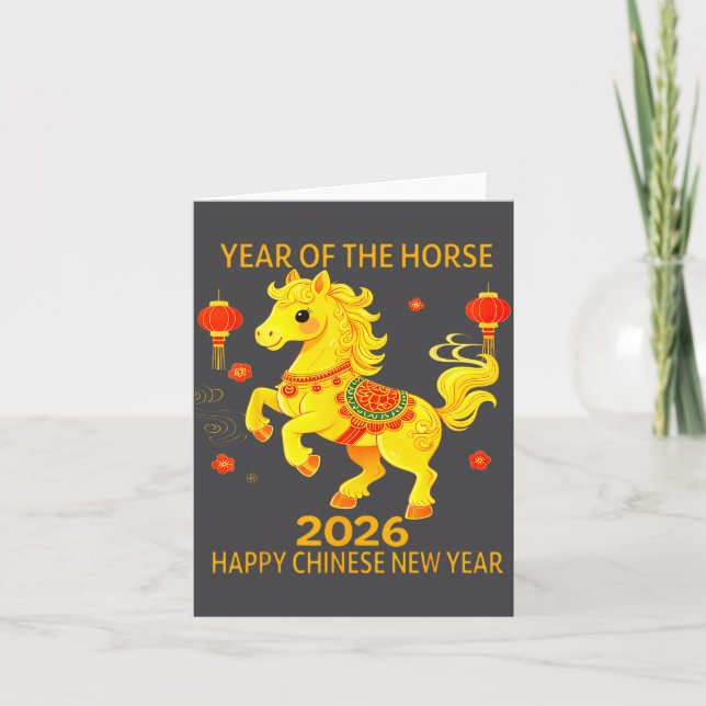 Cartão Chinese New Year Clothing Year Of The Horse 2026  (Frente)