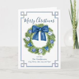 Cartão Chinoiserie Grinalda Azul e Branco