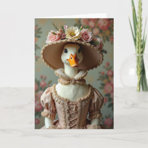 Cartão Chique de Pato com Vestido Rosa