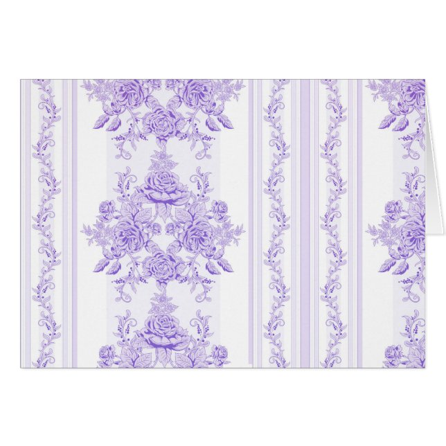 Cartão Chique,lavanda,toile,padrão,floral,Vitória (Frente horizontal)