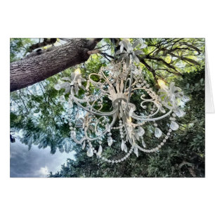 Cartão Chique White Crystal Chandelier