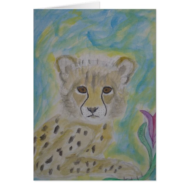 Cartão chita e flor do bebê (Frente)