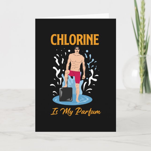 Cartão Chlorine Is My Partum - Swimmer Design (Frente)