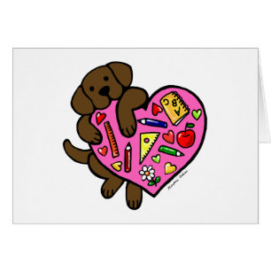 Cartão Chocolate Labrador & desenhos animados do coraçã