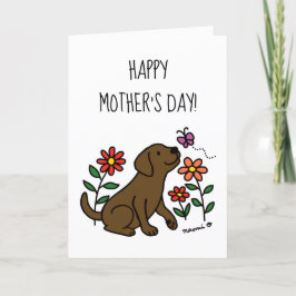 Cartão Chocolate Labrador e Dia de as mães Verde