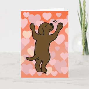 Cartão Chocolate Labrador Puppy Hug Cartoon Hearts