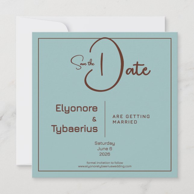Cartão Chocolate Mood Minimal Wedding Save the Date (Frente)