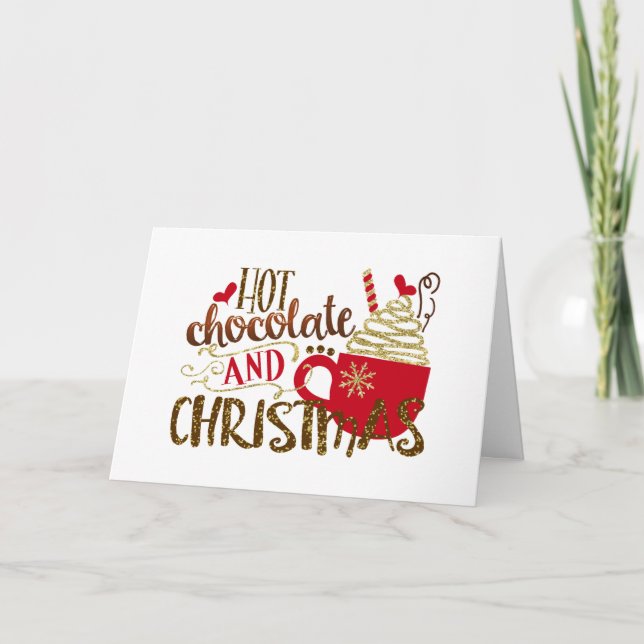 Cartão Chocolate Quente & Brilho de Glitter de Férias de  (Frente)