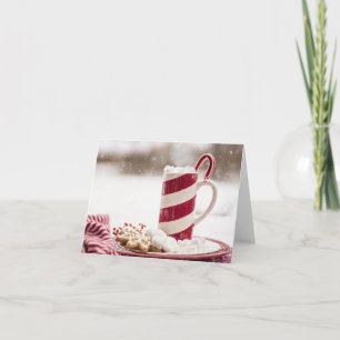 Cartão Chocolate quente e um bastão de doce