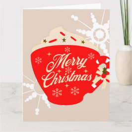 Cartão Chocolate Quente Feliz Natal Tan Floco de Neve