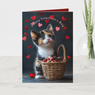 Cartão Chocolates de Gatinho Calico do Dia dos Namorados