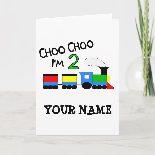 Cartão Choo Choo Estou com 2!  Com TRENO (Frente)