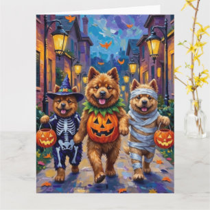 Cartão Chow Chow Dogs Trick-or-Tratating Halloween